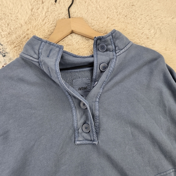 Aerie Blue Button Pullover Sweatshirt Women XL - Picture 3 of 8